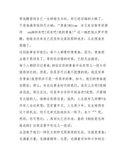 青春无悔的拼搏（一个年轻人追逐自己的梦想）